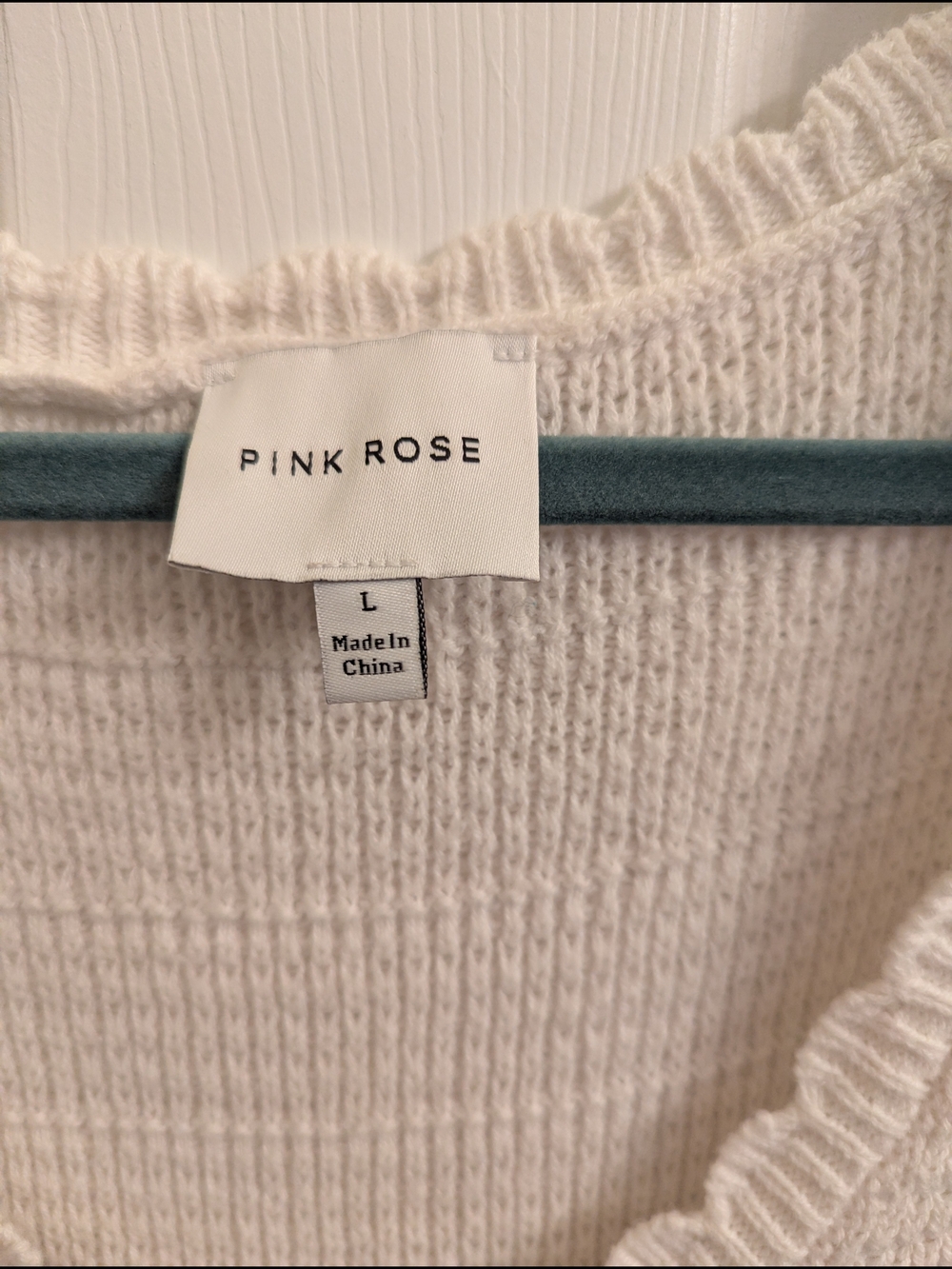 Pink Rose Cream Ribbed Knit Sweater - Picture 3 of 4